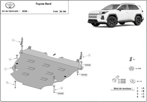 Ocelový kryt motoru Toyota RAV 4 (2026-2026)
