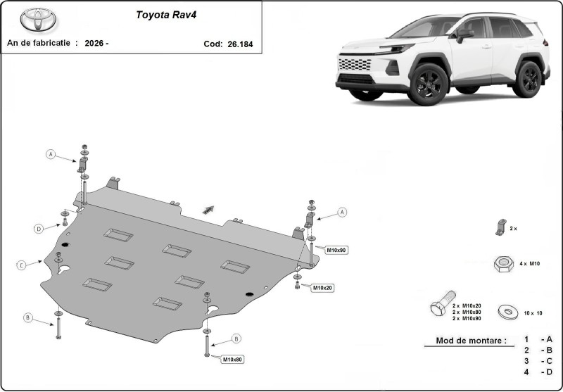 Ocelový kryt motoru Toyota RAV 4 (2026-2026)