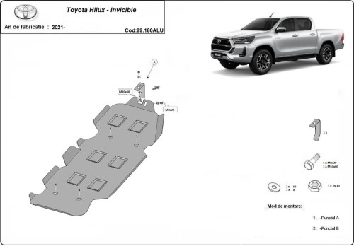Hliníkový kryt palivové nádrže Toyota Hilux Invincible (2021-2026)