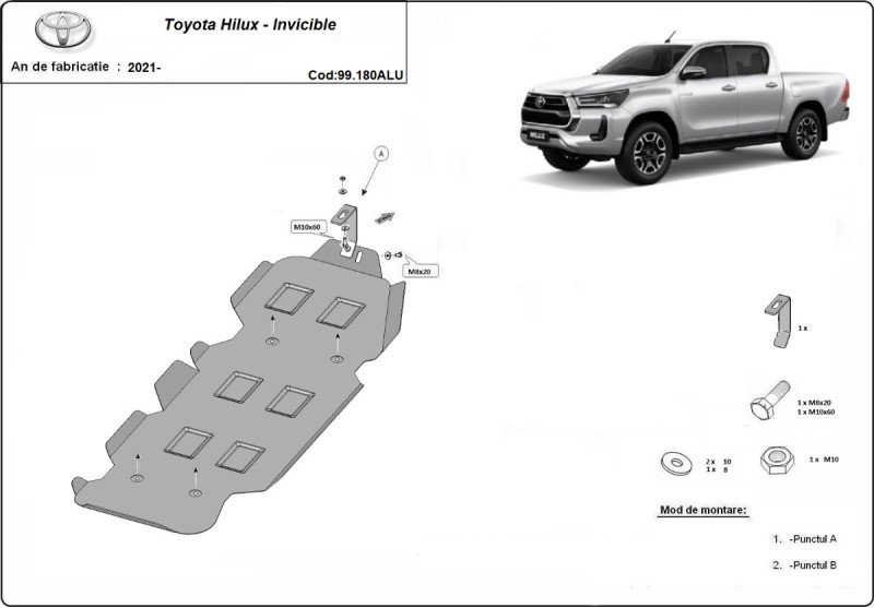 Hliníkový kryt palivové nádrže Toyota Hilux Invincible (2021-2026)