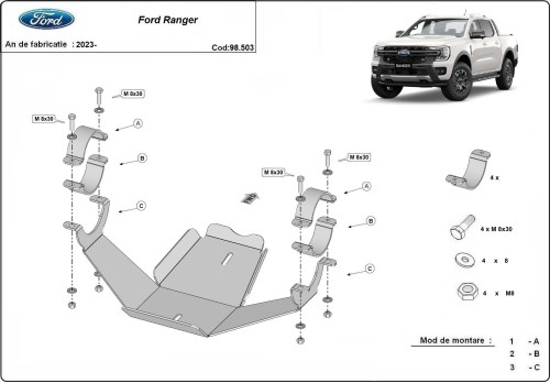 Ocelový kryt diferenciálu Ford Ranger (2023-2026)