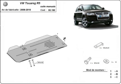 Ocelový kryt převodovky Manuální VW Touareg 7L (2006-2010)