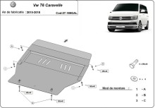 Ocelový kryt motoru pozinkovaná Volkswagen Transporter T6 Caravelle (2015-2018)