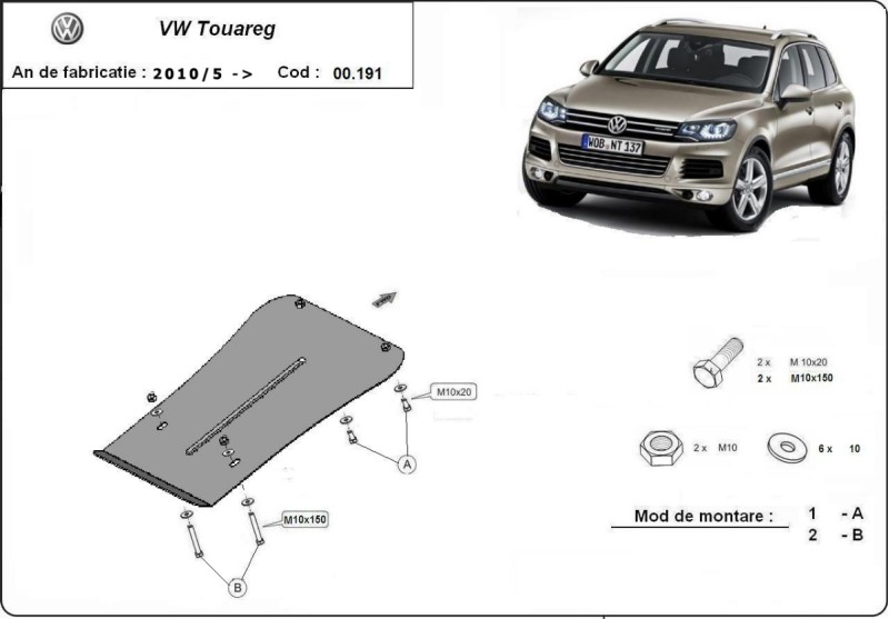 Ocelový kryt převodovky VW Touareg (2010-2018)