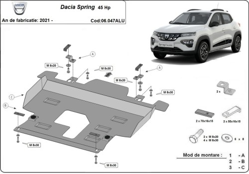 Hliníkový kryt motoru Dacia Spring (2021-2026)