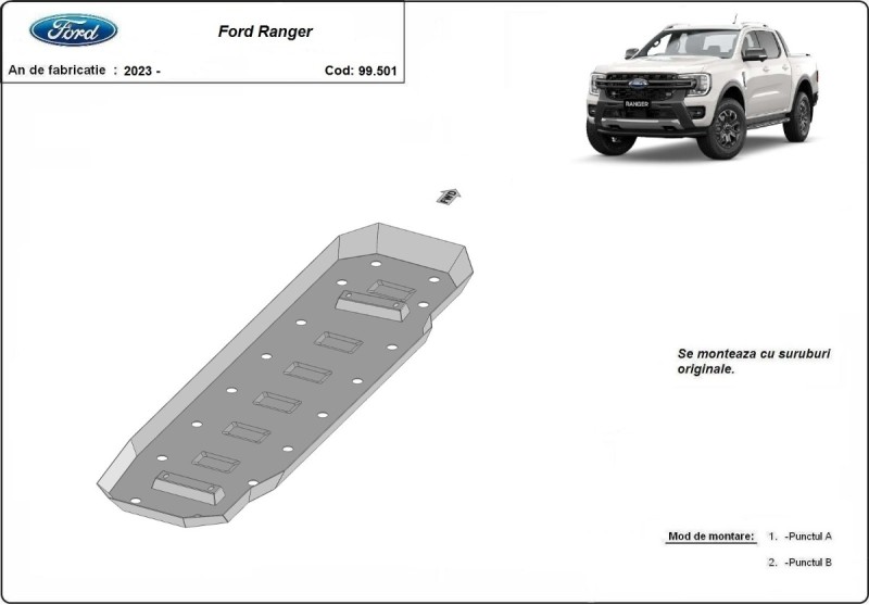 Ocelový kryt palivové nádrže Ford Ranger (2023-2026)