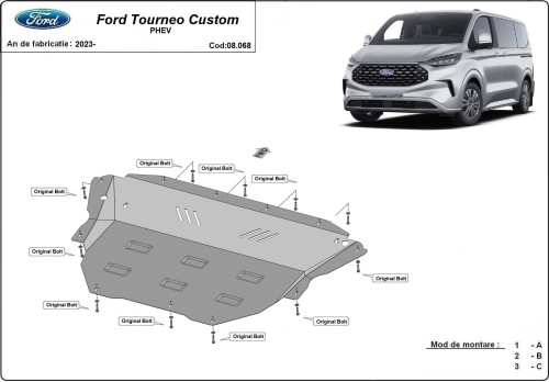 Ocelový kryt motoru Ford Tourneo Custom (2023-2026)