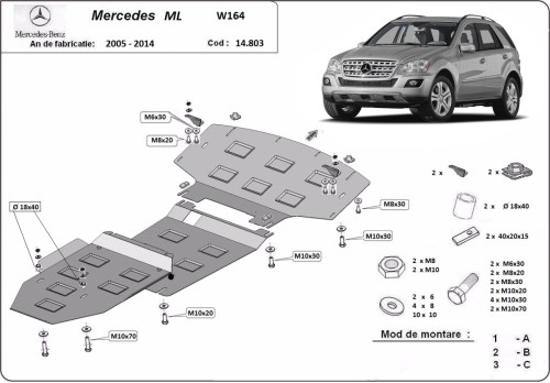 Ocelový kryt motoru Mercedes ML W164 (2005-2011)