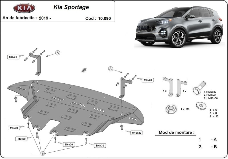 Ocelový kryt motoru Kia Sportage (2019-2021)