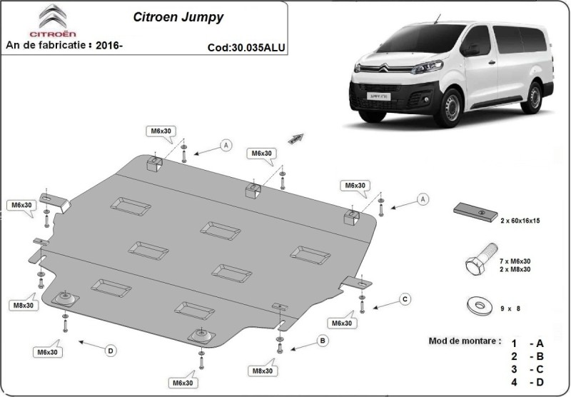 Hliníkový kryt motoru Citroen Jumpy (2016-2026)