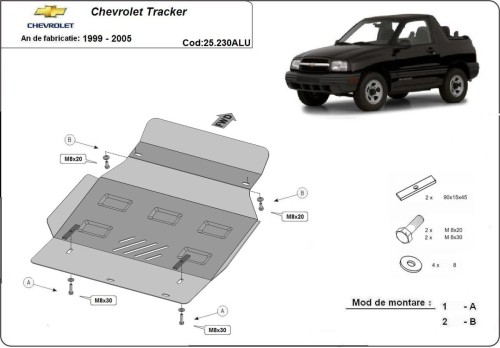 Hliníkový kryt motoru Chevrolet Tracker (1999-2005)