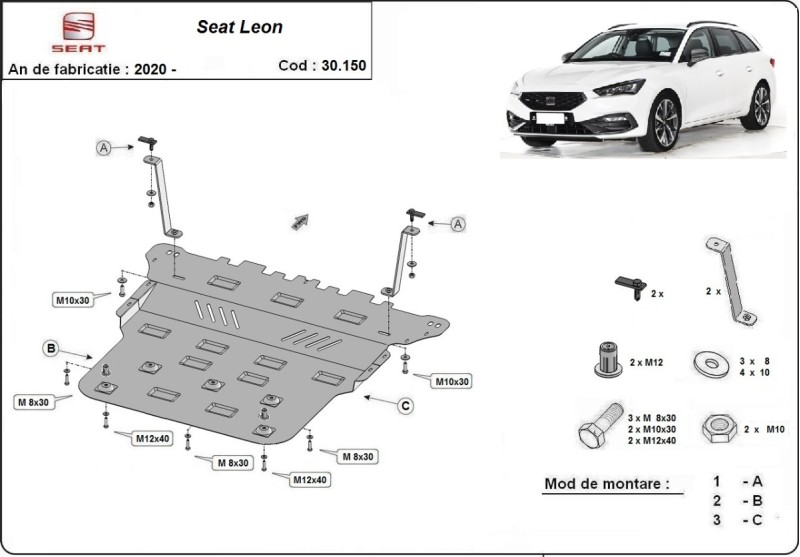Ocelový kryt motoru Seat Leon (2020-2026)