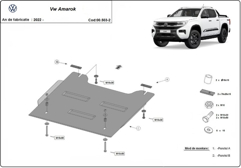 Ocelový kryt reduktoru Volkswagen Amarok (2022-2026)