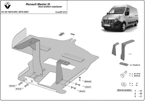 Ocelový kryt katalyzátoru Renault Master (2010-2021)