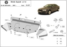 Ocelový kryt motoru Skoda Superb - 2.5 Tdi, V6 (2001-2008)