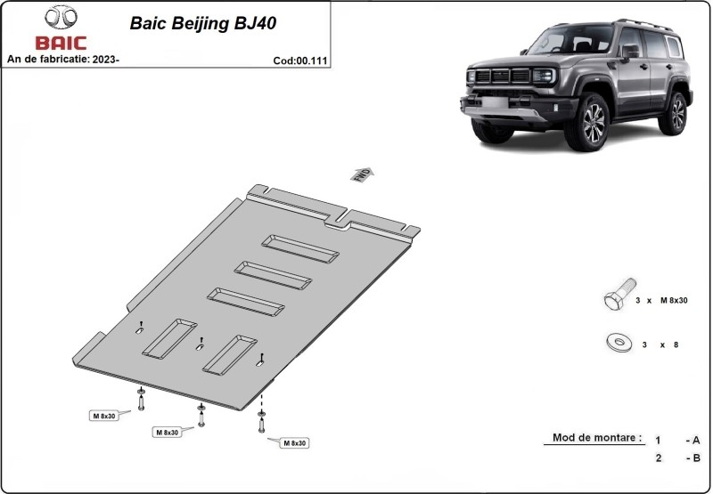 Ocelový kryt převodovky Baic Beijing BJ40 (2023-2026)