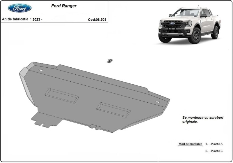 Ocelový kryt chladiče Ford Ranger (2023-2026)