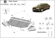 Ocelový kryt motoru Skoda Superb - 1,8 1,9 2,0 TDI (2001-2008)