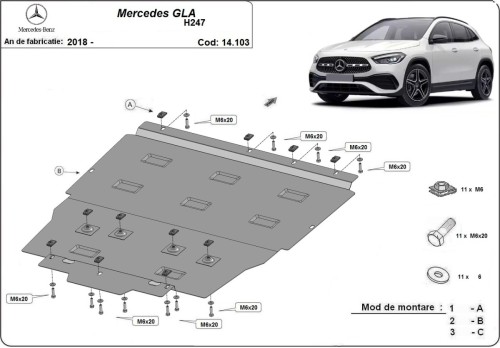 Ocelový kryt motoru Mercedes GLA H247 (2018-2026)