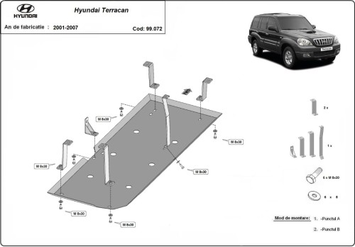 Ocelový kryt palivové nádrže Hyundai Terracan (2001-2007)