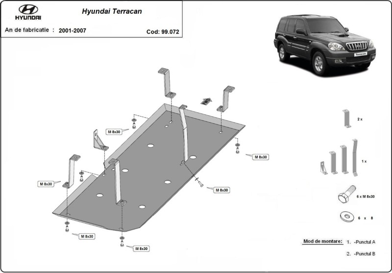 Ocelový kryt palivové nádrže Hyundai Terracan (2001-2007)