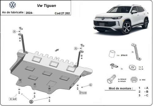 Ocelový kryt motoru Volkswagen Tiguan (2025-2026)