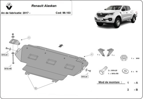Ocelový kryt chladiče Renault Alaskan (2017-2026)