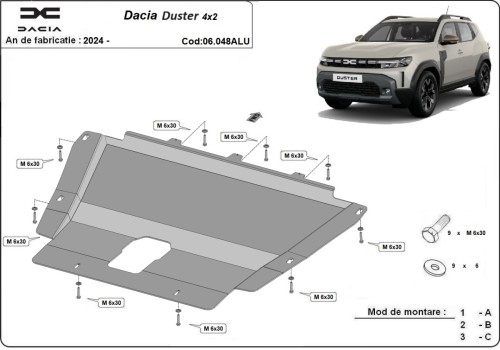 Hliníkový kryt motoru Dacia Duster (2024-2026)