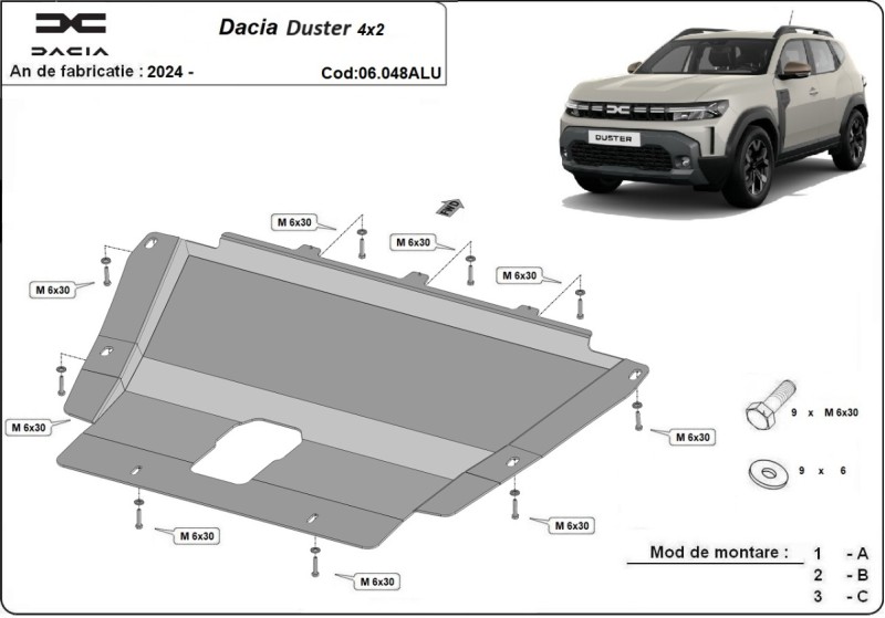Hliníkový kryt motoru Dacia Duster (2024-2026)