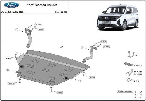 Ocelový kryt motoru Ford Tourneo Courier (2023-2026)