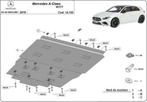 Ocelový kryt motoru Mercedes A-Class W177 (2018-2026)