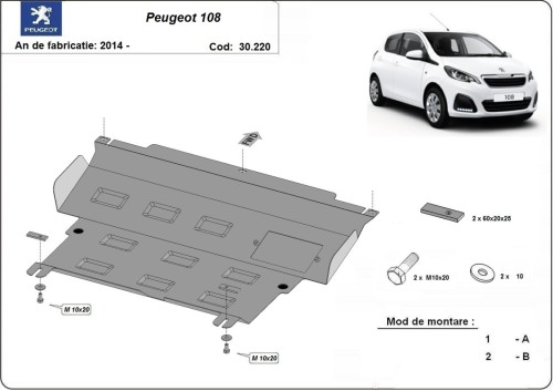 Ocelový kryt motoru Peugeot 108 (2014-2021)