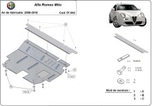 Ocelový kryt motoru Alfa Romeo Mito (2008-2018)